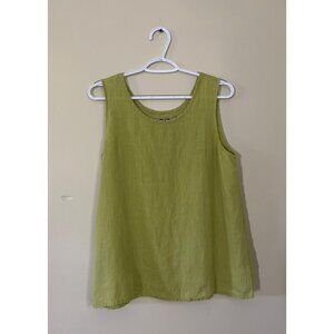 Flax Womens Small Light Green Sleeveless Tank Top Shirt Blouse 100% Linen